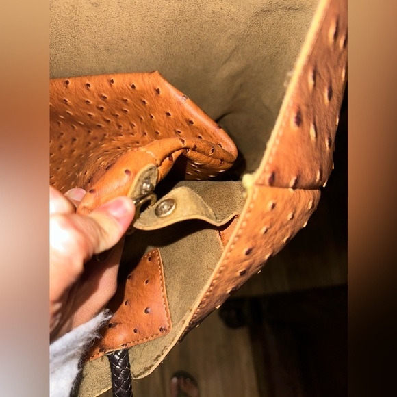 Vintage Synthetic Leather Tote Bag Light Brown - Picture 7 of 15